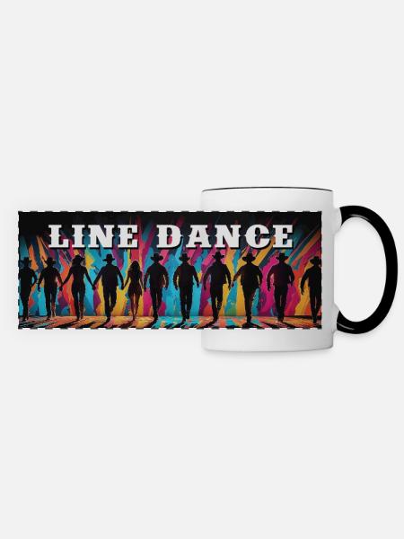 Line Dance Panorama Motiv - Panoramatasse - Weiß/Schwarz
