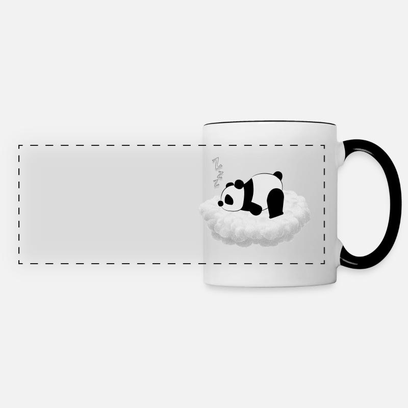 Panda mignon dort sur son nuage - Mug panoramique contrasté et blanc - blanc/noir