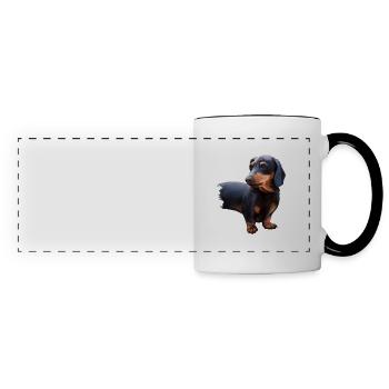 Illustration de l’aquarelle de chien teckel - Mug panoramique contrasté et blanc - blanc/noir - Devant
