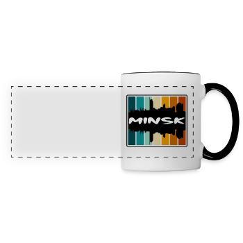Minsk Weißrussland Skyline Silhouette Reise Souvenir - Panoramatasse - Weiß/Schwarz - Vorne