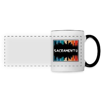 Sacramento California Usa Skyline Silhouette Trave - Panoramic Mug - white/black - Front