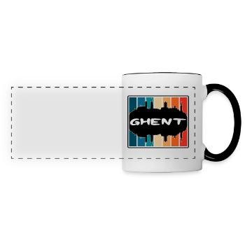 Ghent Belgium Skyline Silhouette Travel Souvenir - Panoramic Mug - white/black - Front
