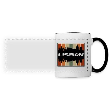 Lisbonne Portugal Skyline Silhouette Voyage Souvenir - Mug panoramique contrasté et blanc - blanc/noir - Devant
