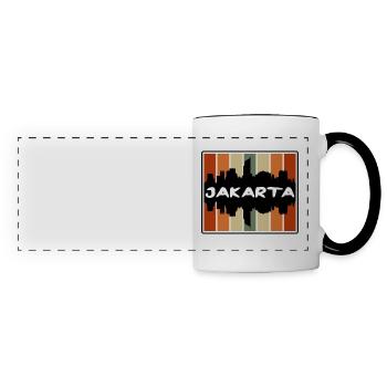 Jakarta Indonesia Skyline Silhouette Travel Souven - Panoramic Mug - white/black - Front