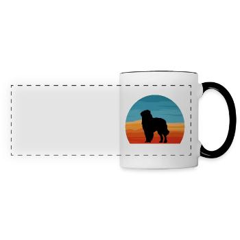 Carpathian Shepherd Dog Silhouette Retro Sunset - Panoramic Mug - white/black - Front