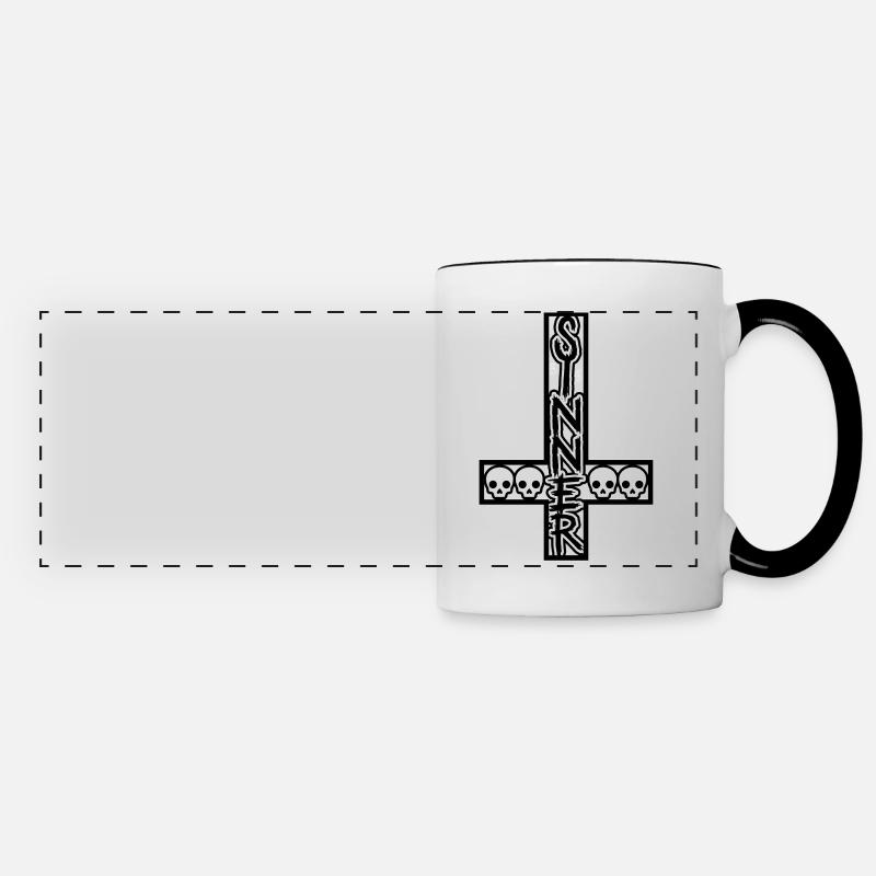 Sinner On Inverted Cross Black & White - Panoramic Mug - white/black