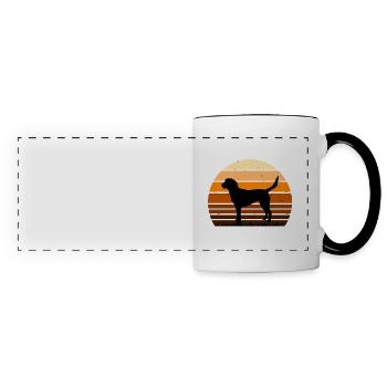 Beagle Harrier Hund Liebhaber Silhouette Vintage Sonnenuntergang - Panoramatasse - Weiß/Schwarz - Vorne