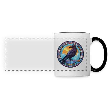 Crow Colorful Watercolor Animal Pet Illustration - Panoramic Mug - white/black - Front