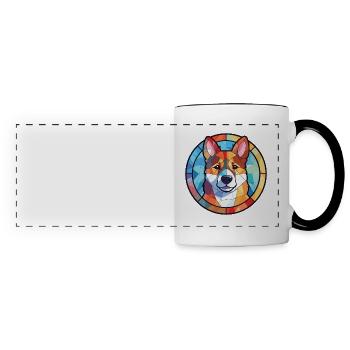 Akita Dog Breed Colorful Watercolor Illustration - Panoramic Mug - white/black - Front