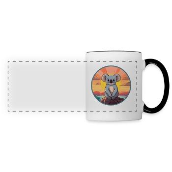 Koala Buntes Aquarell Cartoon Kawaii Tier - Panoramatasse - Weiß/Schwarz - Vorne