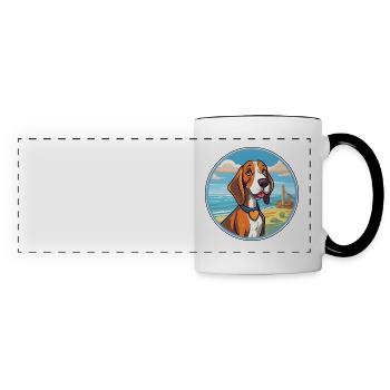 Posavac Hound Dog Breed Cartoon Kawaii Clipart Dog - Panoramic Mug - white/black - Front