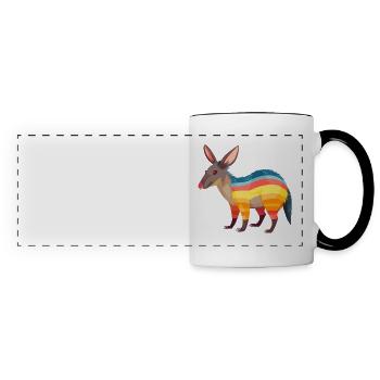 Aardvark Colorful Watercolor Cartoon Kawaii Animal - Panoramic Mug - white/black - Front