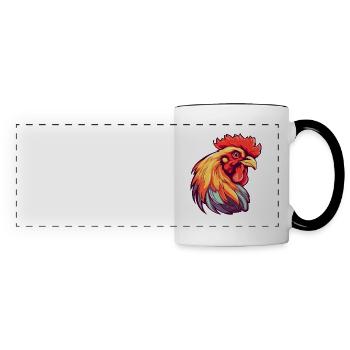 Chicken Colorful Watercolor Cartoon Kawaii Animal - Panoramic Mug - white/black - Front