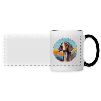 Auvergne Pointing Dog Breed Cartoon Kawaii Waterco - Panoramic Mug - white/black - Front