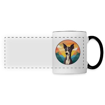 Lévrier italien chien race Cartoon Kawaii Waterco - Mug panoramique contrasté et blanc - blanc/noir - Devant