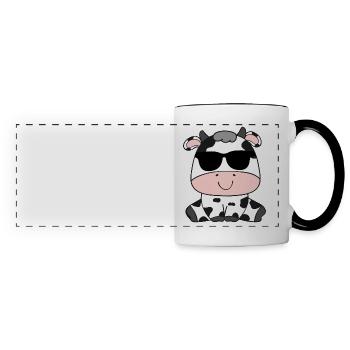 Cow with Sunglasses Motif Kids Baby Girl - Panoramic Mug - white/black - Front