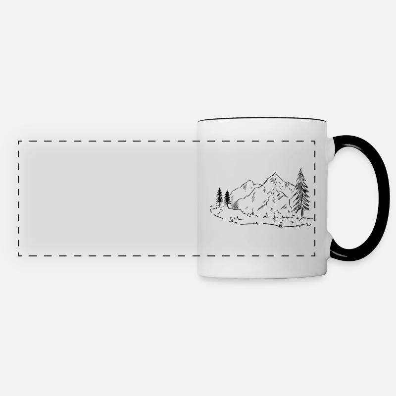 Mountains tree hiking trail - Panoramic Mug - white/black