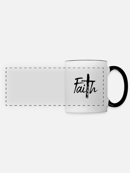 Faith - Glauben - Christlich - Panoramatasse - Weiß/Schwarz