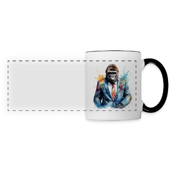 Costume de gorille singe Imprimé de conception d’animaux colorés - Mug panoramique contrasté et blanc - blanc/noir - Devant
