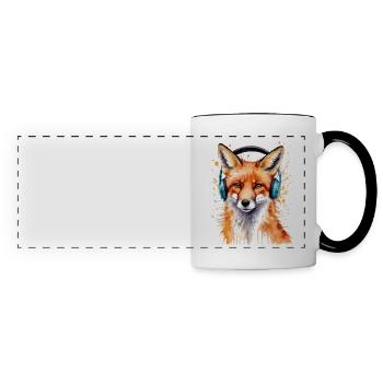 Fuchs Kopfhörer Musik Bunt Tier Design Print - Panoramatasse - Weiß/Schwarz - Vorne