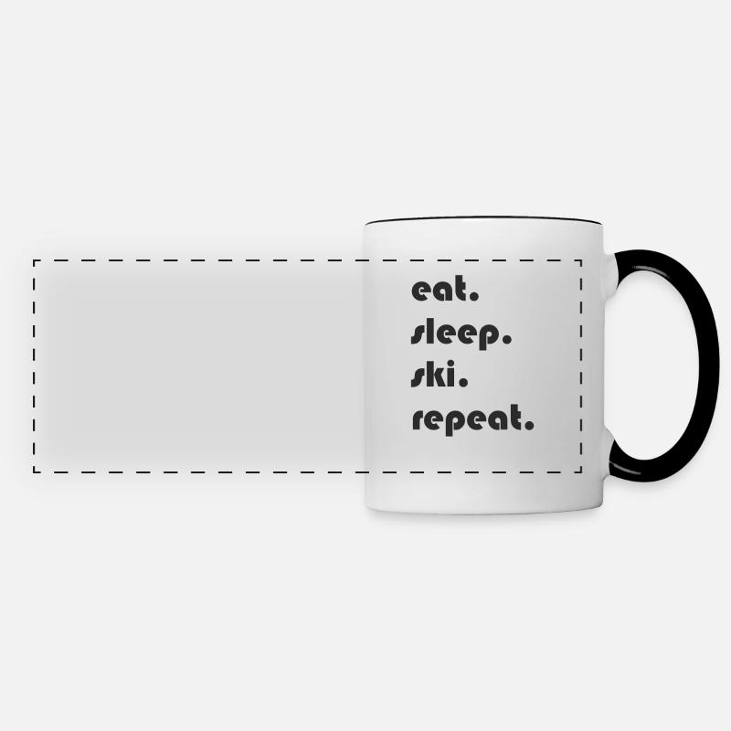 Ski - eat. Sleep. ski. repeat. - Panoramic Mug - white/black