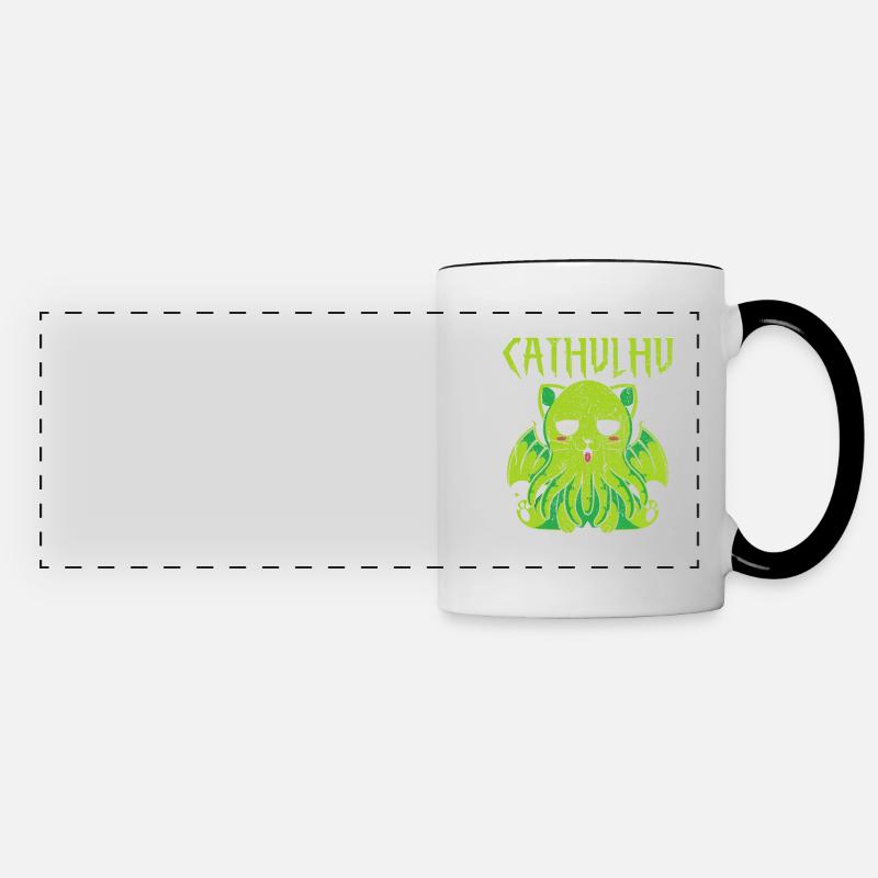 Cathulhu Spruch Design - Mug panoramique contrasté et blanc - blanc/noir