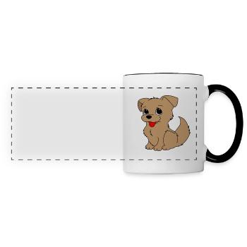 Hund Hündchen Vierbeiner Geschenkidee - Panoramatasse - Weiß/Schwarz - Vorne