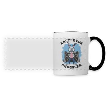 Easter egg smuggler Rabbit - Panoramic Mug - white/black - Front