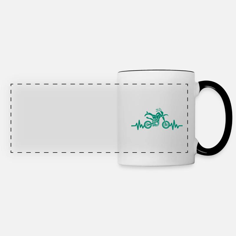 Heartbeat Motorcycle - Motorcross - Panoramic Mug - white/black