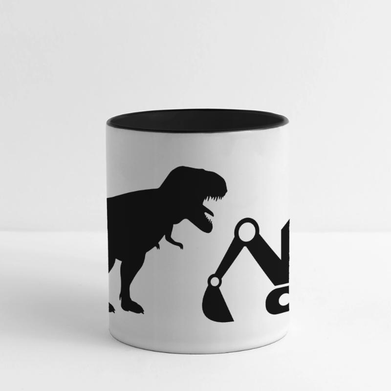 Excavator Construction Site Construction T-Rex Dinosaur Construction Worker Panoramic Mug