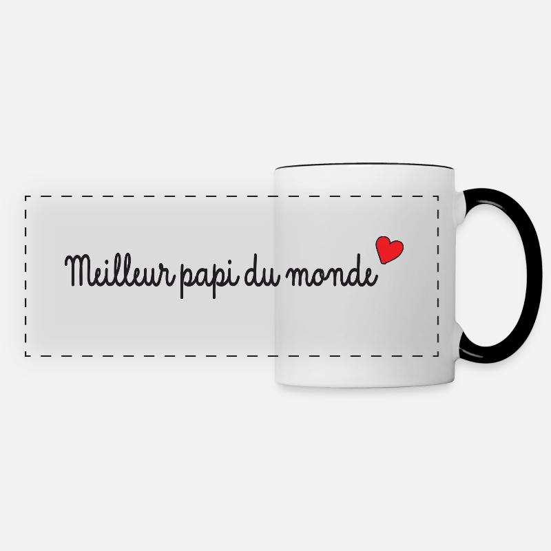 meilleur papi du monde - Mug panoramique contrasté et blanc - blanc/noir