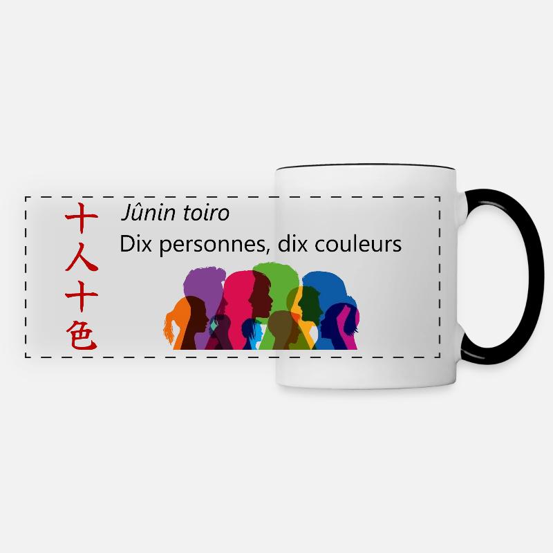 Dix personnes, dix couleurs - Mug panoramique contrasté et blanc - blanc/noir