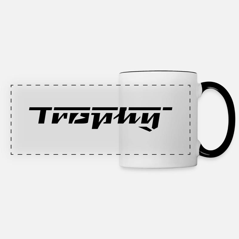 Trophy Schriftzug - Panoramatasse - Weiß/Schwarz