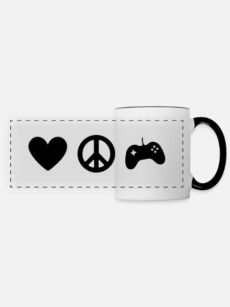 LOVE PEACE & GAMING - Panoramatasse - Weiß/Schwarz