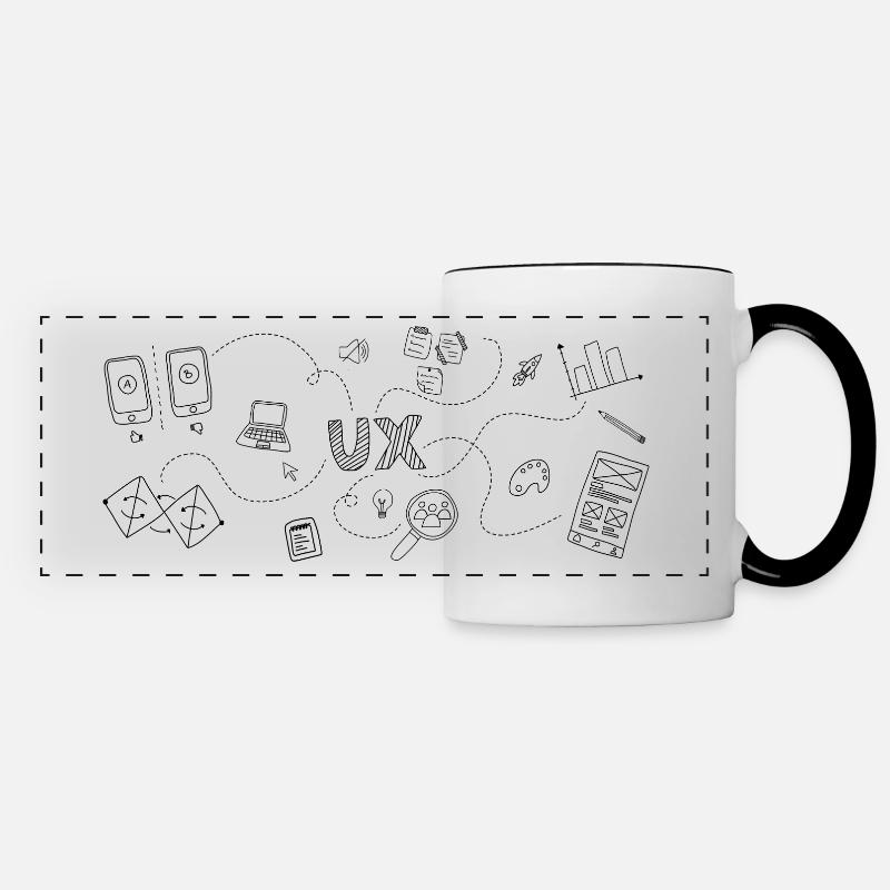 Doodle-Style Hand Drawn Creative UX Designer Mug - Panoramic Mug - white/black