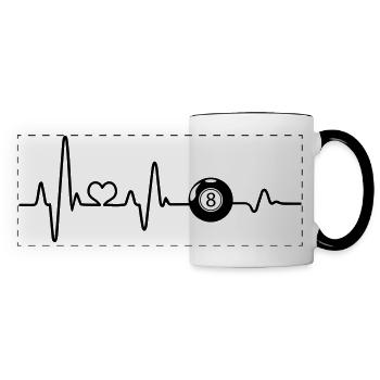 Billard boule de billard noir huit battements de coeur ECG - Mug panoramique contrasté et blanc - blanc/noir - Devant