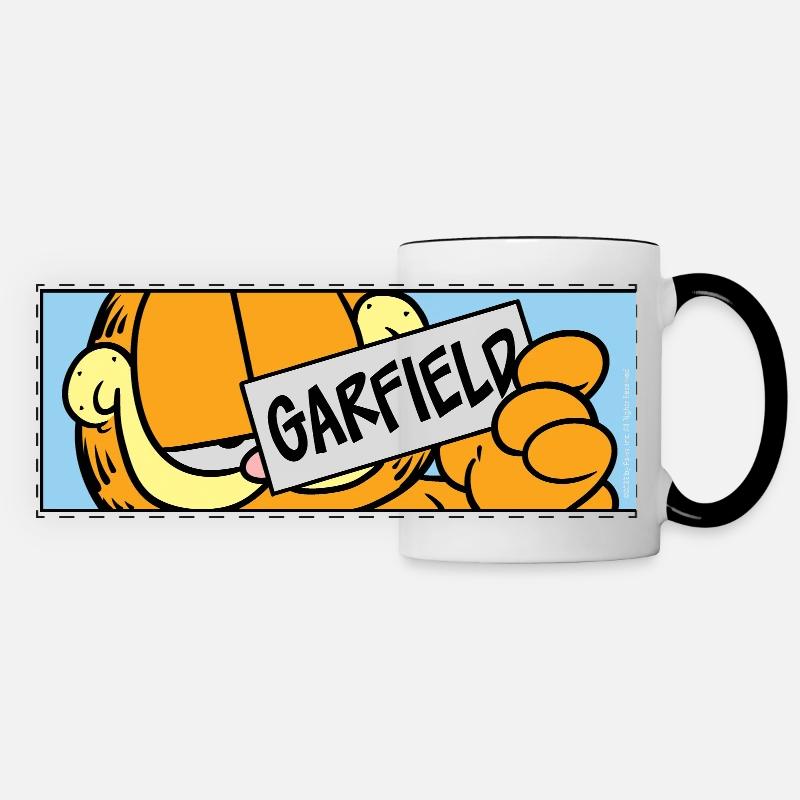 Garfield Namensschild - Panoramatasse - Weiß/Schwarz