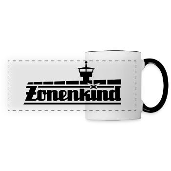 Zonenkind mit Grenzmauer und Turm - Panoramatasse - Weiß/Schwarz - Vorne
