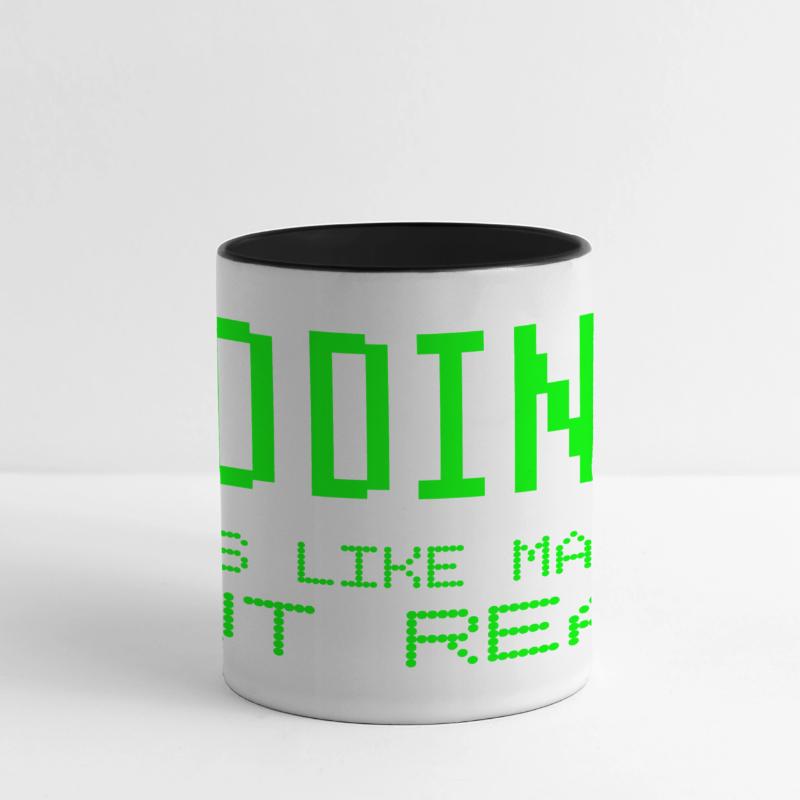 Coder c'est comme de la magie mais une vraie blague de programmation Mug panoramique contrasté et blanc