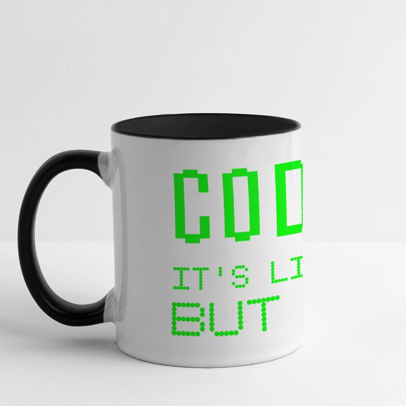 Coder c'est comme de la magie mais une vraie blague de programmation Mug panoramique contrasté et blanc