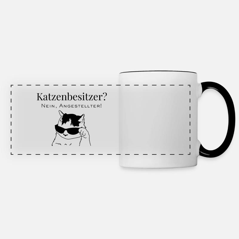 Cat owner? No, staff! - Panoramic Mug - white/black