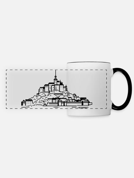 1bit Pixel Mont Saint Michel - Panoramatasse - Weiß/Schwarz