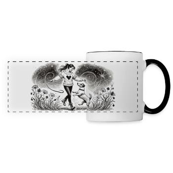 Magical connection between man and dog - Panoramic Mug - white/black - Front