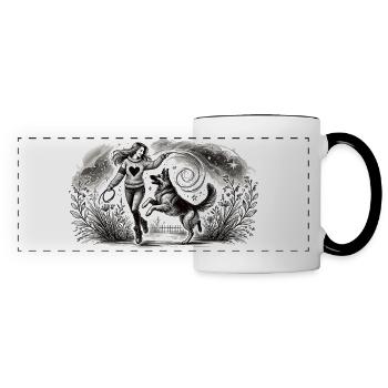 L’harmonie entre l’homme et le chien - Mug panoramique contrasté et blanc - blanc/noir - Devant
