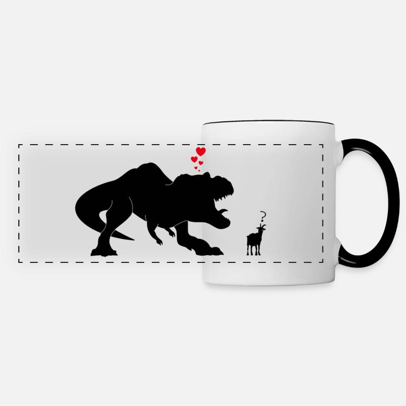 T Rex amoureux - Mug panoramique contrasté et blanc - blanc/noir