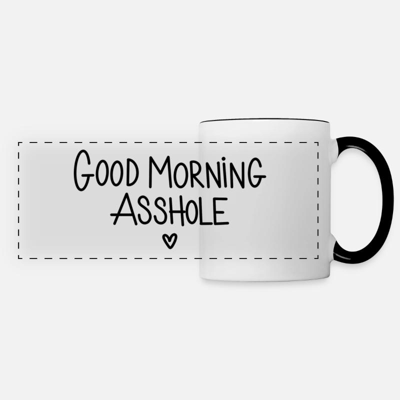 Good morning Asshole - Mug panoramique contrasté et blanc - blanc/noir