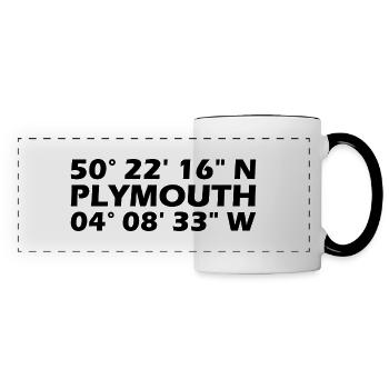 Plymouth Koordinaten - Panoramatasse - Weiß/Schwarz - Vorne