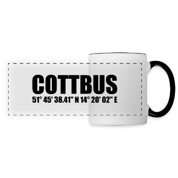 Cottbus Koordinaten - Panoramatasse - Weiß/Schwarz - Vorne