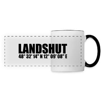 Landshut Koordinaten - Panoramatasse - Weiß/Schwarz - Vorne