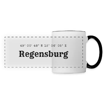 Regensburg Koordinaten - Panoramatasse - Weiß/Schwarz - Vorne